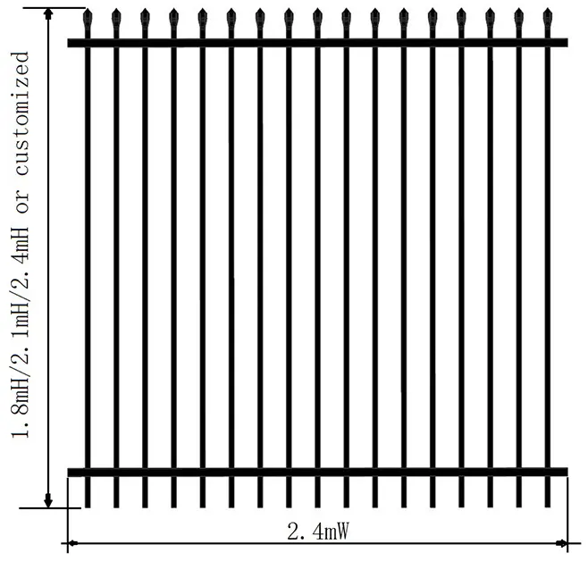 Black Powder Coated Spear Top Steel Fence Details