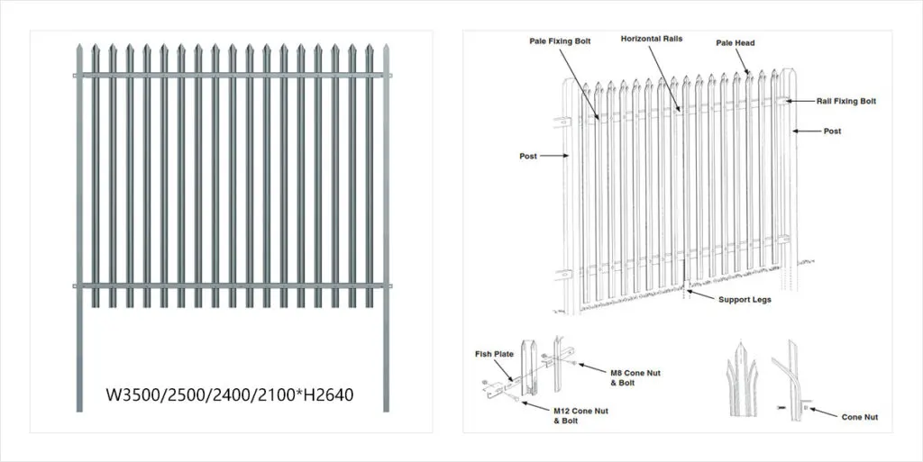 High-Security-Steel-Palisade-Fence-Panel-Product-Details