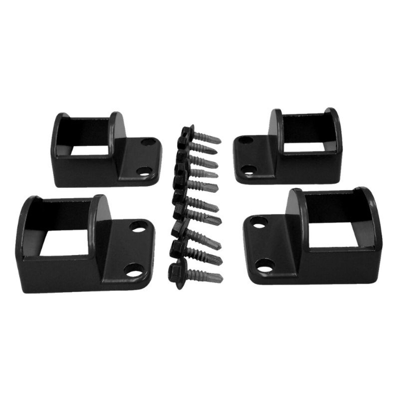 Fence Panel Fittings Set - 4 brackets with screws - Black